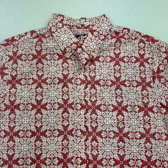 Reyn Spooner Hawaiian Shirt Mens M Red Button Down Short Sleeve Tailored Fit - Picture 2 of 7